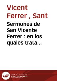 Portada:Sermones de San Vicente Ferrer : en los quales trata de la venida del Antichristo y juycio final
