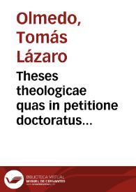 Portada:Theses theologicae quas in petitione doctoratus concertationi