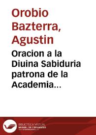 Portada:Oracion a la Diuina Sabiduria patrona de la Academia valenciana