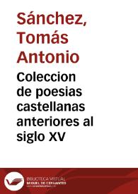 Portada:Coleccion de poesias castellanas anteriores al siglo XV