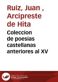 Portada:Coleccion de poesias castellanas anteriores al XV