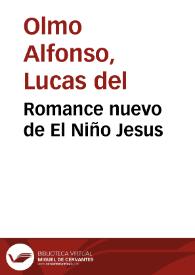 Portada:Romance nuevo de El Niño Jesus