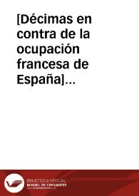 Portada:[Décimas en contra de la ocupación francesa de España] [Manuscrito]
