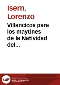 Portada:Villancicos para los maytines de la Natividad del Señor, que se han de cantar en la Metropolitana Iglesia de Valencia : año 1812