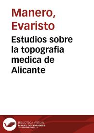 Portada:Estudios sobre la topografia medica de Alicante