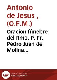 Portada:Oracion fúnebre del Rmo. P. Fr. Pedro Juan de Molina ...