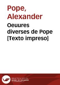 Portada:Oeuures diverses de Pope [Texto impreso]