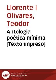 Antologia poètica mínima  | Biblioteca Virtual Miguel de Cervantes