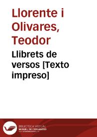 Llibrets de versos  | Biblioteca Virtual Miguel de Cervantes
