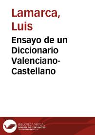Portada:Ensayo de un Diccionario Valenciano-Castellano