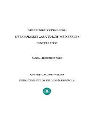 Portada:Descripción y filiación de los \"flores sanctorum\" medievales castellanos / Vanesa Hernández Amez ; director Fernando Baños Vallejo
