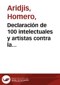 Declaración de 100 intelectuales y artistas contra la contaminación en la ciudad de México / Homero Aridjis | Biblioteca Virtual Miguel de Cervantes