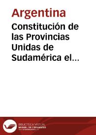 Portada:Constitución de las Provincias Unidas de Sudamérica el 22 de abril de 1819