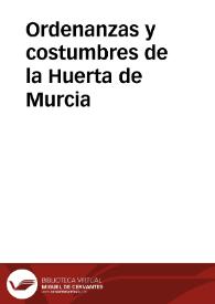 Portada:Ordenanzas y costumbres de la Huerta de Murcia