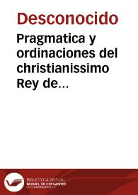 Portada:Pragmatica y ordinaciones del christianissimo Rey de Francia a cerca la vnidad y reformacio[n] de los Luteranos, a la Yglesia Catholica y Apostolica Romana ... ; traducida de la lengua Francesa a nuestro vulgar Castellano.