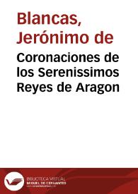 Portada:Coronaciones de los Serenissimos Reyes de Aragon