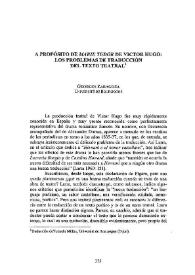 Portada:A propósito de \"Marie Tudor\" de Victor Hugo: los problemas de traducción del texto teatral / Georges Zaragoza
