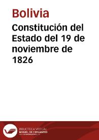 Portada:Constitución del Estado del 19 de noviembre de 1826