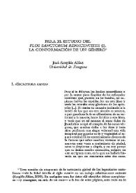 Portada:Para el estudio del \"Flos Sanctorum Renacentista (I)\" : la conformación de un género / José Aragüés Aldaz