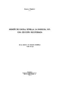 Portada:Amadís de Gaula, Sevilla, La Barrera, 1575: una edición recuperada / Blanca Periñán