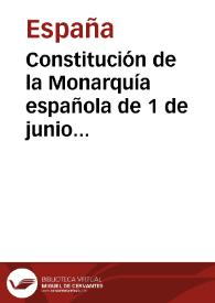 Constitución de la Monarquía española de 1 de junio 1869 | Biblioteca Virtual Miguel de Cervantes