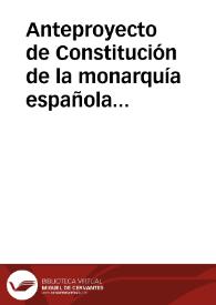 Portada:Anteproyecto de Constitución de la monarquía española de 1929
