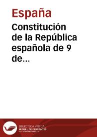 Constitución de la República española de 9 de diciembre 1931 | Biblioteca Virtual Miguel de Cervantes