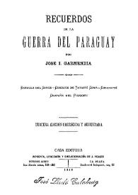 Portada:Recuerdos de la guerra del Paraguay / por José I. Garmendia