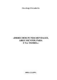 Portada:Derechos fundamentales. Argumentos para una teoría / Gianluigi Palombella; trad. de Alfonso García Figueroa