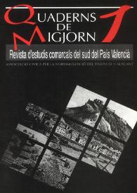 Portada:Quaderns de Migjorn : revista d'estudis comarcals del sud del País Valencià. Núm.1, 1993