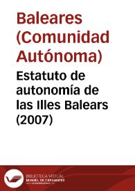 Portada:Estatuto de autonomía de las Illes Balears (2007)