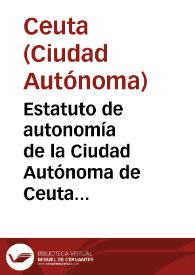 Portada:Estatuto de autonomía de la Ciudad Autónoma de Ceuta (1995)