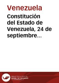 Portada:Constitución del Estado de Venezuela, 24 de septiembre 1830