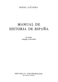 Portada:Manual de historia de España / Rafael Altamira