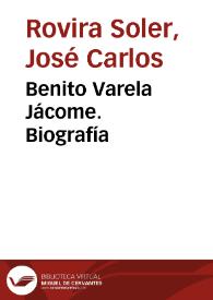 Portada:Benito Varela Jácome. Biografía / José Carlos Rovira Soler
