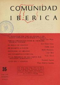 Portada:Comunidad ibérica : publicación bimestral. Año VI, núm. 35, julio-agosto 1968