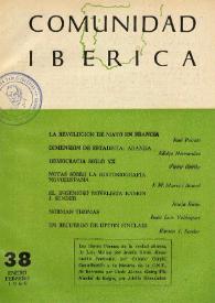 Portada:Comunidad ibérica : publicación bimestral. Año VII, núm. 38, enero-febrero 1969
