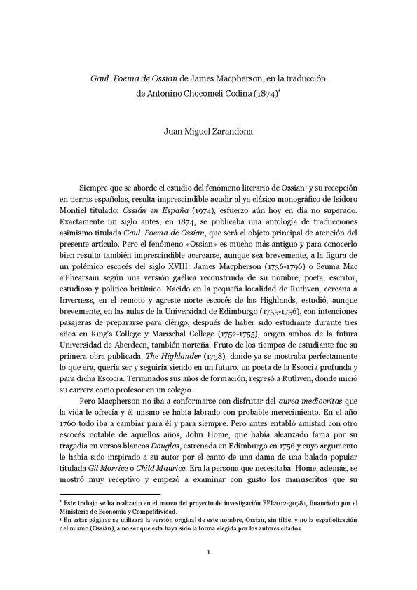 "Gaul. Poema de Ossian" de James Macpherson, en la traducción de Antonino Chocomeli Codina (1874) / Juan Miguel Zarandona | Biblioteca Virtual Miguel de Cervantes