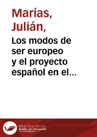 Portada:Los modos de ser europeo y el proyecto español en el Siglo de Oro [Fragmento] / Julián Marías