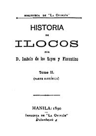 Portada:Historia de Ilocos. Vol. 2 / por Isabelo de los Reyes y Florentino