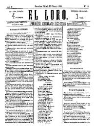 Portada:El Loro : periódico ilustrado joco-serio. Núm. 14, 28 de febrero de 1880