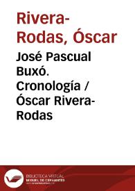 Portada:José Pascual Buxó. Cronología / Óscar Rivera-Rodas