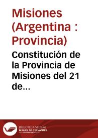 Portada:Constitución de la Provincia de Misiones del 21 de abril de 1958