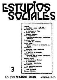 Portada:Estudios sociales. Revista de divulgación. Año I, núm. 3, 15 de marzo de 1945