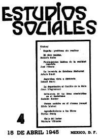Portada:Estudios sociales. Revista de divulgación. Año I, núm. 4, 15 de abril de 1945