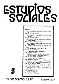 Portada:Estudios sociales. Revista de divulgación. Año I, núm. 5, 15 de mayo de 1945