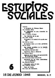 Portada:Estudios sociales. Revista de divulgación. Año I, núm. 6, 15 de junio de 1945