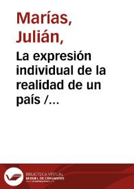 Portada:La expresión individual de la realidad de un país / Julián Marías