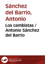 Portada:Los cambistas / Antonio Sánchez del Barrio