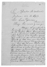 Portada:[Carta de Juan Durán a Luis A. García. San Pedro de Madera (Chihuahua), 27 de febrero de 1911]